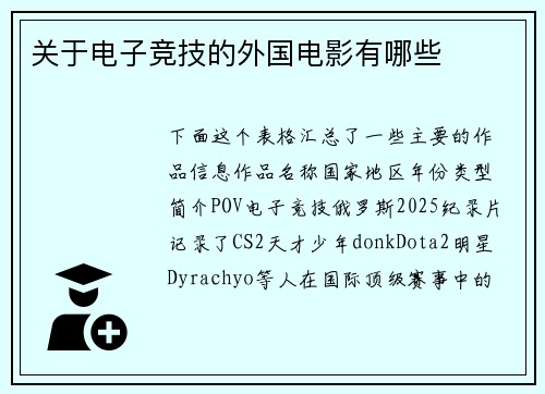 关于电子竞技的外国电影有哪些