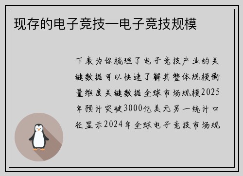 现存的电子竞技—电子竞技规模