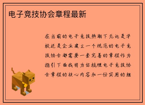 电子竞技协会章程最新
